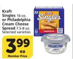 Vons Kraft Singles 16 oz. or Philadelphia Cream Cheese Spread 7.5-8 oz offer