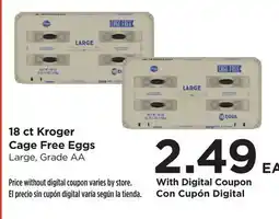 Food 4 Less 18 ct Kroger Cage Free Eggs offer