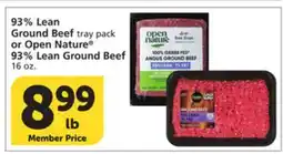 Albertsons 93% Lean Ground Beef tray pack or Open Nature 93% Lean Ground Beef 16 oz offer