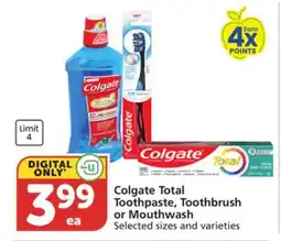 Albertsons Colgate Total Toothpaste, Toothbrush or Mouthwash offer