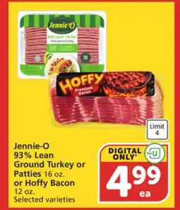 Albertsons Jennie-O 93% Lean Ground Turkey or Patties 16 oz. or Hoffy Bacon 12 oz offer