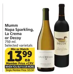 Albertsons Mumm Napa Sparkling, La Crema or Decoy offer