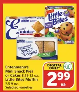 Albertsons Entenmann's Mini Snack Pies or Cakes, 8.25-12 oz. Little Bites Muffin, 7.5-9 oz offer