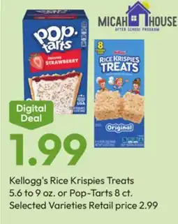 Stater Bros Kellogg's Rice Krispies Treats 5.6 to 9 oz. or Pop-Tarts 8 ct offer