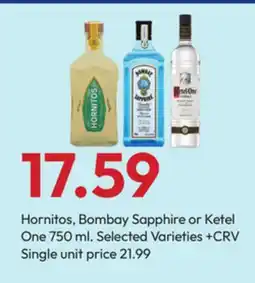 Stater Bros Hornitos, Bombay Sapphire or Ketel One offer