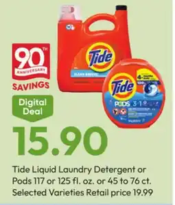 Stater Bros Tide Liquid Laundry Detergent or Pods offer