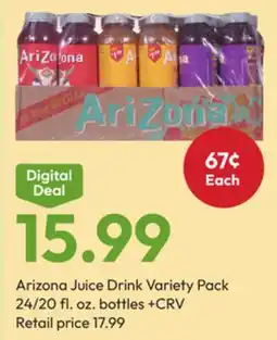 Stater Bros Arizona Juice Drink Variety Pack offer