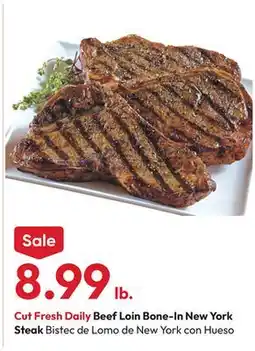 Stater Bros Cut Fresh Daily Beef Loin Bone-In New York Steak offer