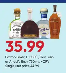 Stater Bros Patron Silver, D'USSÉ, Don Julio or Angel's Envy offer