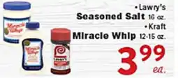 Rio Valley Market • Lawry's Seasoned Salt 16 oz. • Kraft Miracle Whip 12-15 oz offer