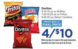 Food 4 Less Doritos 9-10.75 oz or Ruffles, 7.25-10.25 oz or Fritos, 9.25-10 oz offer