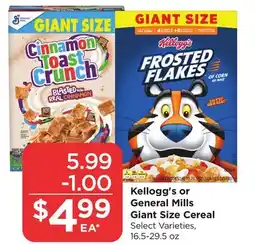 Food 4 Less Kellogg's or General Mills Giant Size Cereal offer
