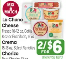 Tony’s Fresh Market La Chona Cheese, Crema, Chorizo offer