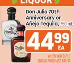Tony’s Fresh Market Don Julio 70th Anniversary or Añejo Tequila offer