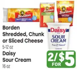 Tony’s Fresh Market Borden Shredded, Chunk or Sliced Cheese 5-12 oz Daisy Sour Cream 16 oz offer