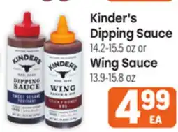 Tony’s Fresh Market Kinder's Dipping Sauce 14.2-15.5 oz or Wing Sauce 13.9-15.8 oz offer