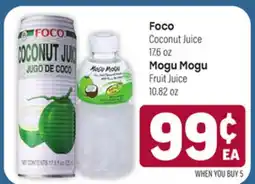 Tony’s Fresh Market Foco Coconut Juice 17.6 oz Mogu Mogu Fruit Juice 10.82 oz offer