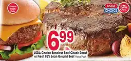 Jewel-Osco USDA Choice Boneless Beef Chuck Roast or Fresh 85% Lean Ground Beef Value Pack offer