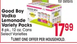 Jewel-Osco Good Boy Vodka Lemonade Variety Packs offer