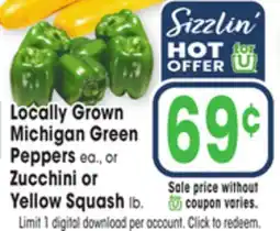 Jewel-Osco Locally Grown Michigan Green Peppers ea., Zucchini or Yellow Squash lb offer