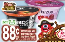 Jewel-Osco Dannon Light N Fit And Oikos Triple Zero Greek Yogurt offer