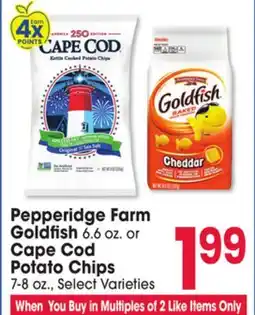 Jewel-Osco Pepperidge Farm Goldfish 6.6 oz. or Cape Cod Potato Chips 7-8 oz offer