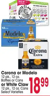 Jewel-Osco Corona or Modelo 12 pk., 12 oz. Bottles or Cans or White Claw 12 pk., 12 oz. Cans offer