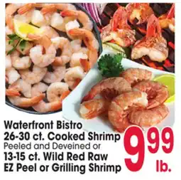 Jewel-Osco Waterfront Bistro 26-30 ct. Cooked Shrimp or 13-15 ct. Wild Red Raw EZ Peel or Grilling Shrimp offer