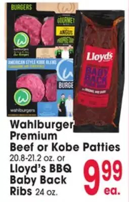 Jewel-Osco Wahlburger Premium Beef or Kobe Patties 20.8-21.2 oz. or Lloyd's BBQ Baby Back Ribs 24 oz offer