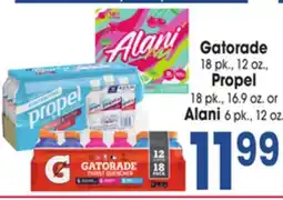 Jewel-Osco Gatorade 18 pk., 12 oz., Propel 18 pk., 16.9 oz. or Alani 6 pk., 12 oz offer
