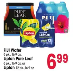 Jewel-Osco FIJI Water 6 pk., 16.9 oz., Lipton Pure Leaf 6 pk., 16.9 oz. or Lipton 12 pk.,16.9 oz offer