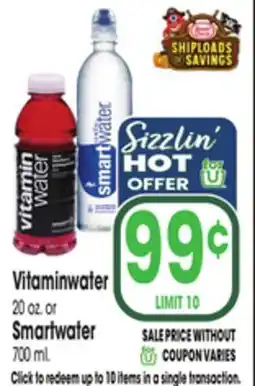 Jewel-Osco Vitaminwater 20 oz. or Smartwater offer