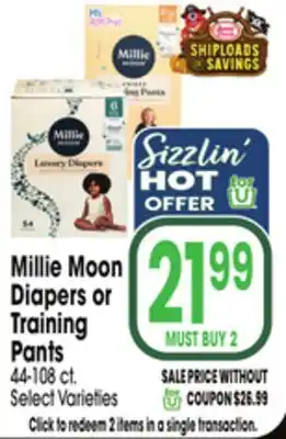 Jewel-Osco Millie Moon Diapers or Training Pants offer
