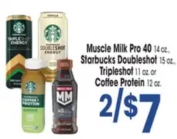 Jewel-Osco Muscle Milk Pro 40 14 oz., Starbucks Doubleshot 15 oz., Tripleshot 11 oz. or Coffee Protein 12 oz offer