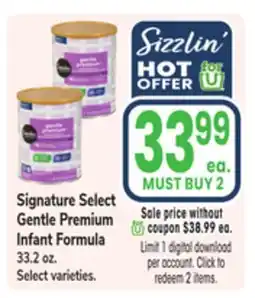 Jewel-Osco Signature Select Gentle Premium Infant Formula offer