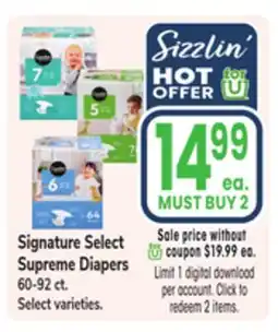 Jewel-Osco Signature Select Supreme Diapers offer