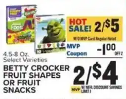 Food Lion Betty Crocker fruit shapes or fruit snacks offer