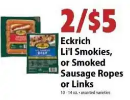 Festival Foods Eckrich Li'l Smokies, or Smoked Sausage Ropes or Links offer