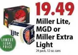 Festival Foods Miller Lite, MGD or Miller Extra Light offer