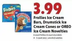 Festival Foods Frollies Ice Cream Bars, Drumstick Ice Cream Cones or Oreo Ice Cream Novelties offer