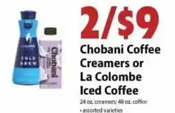Festival Foods Chobani Coffee Creamers or La Colombe Iced Coffee offer