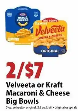 Festival Foods Velveeta or Kraft Macaroni & Cheese Big Bowls offer