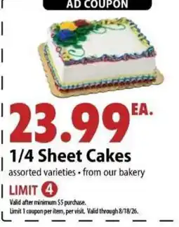 Festival Foods 1/4 Sheet Cakes offer