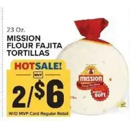 Food Lion Mission flour fajita tortillas offer