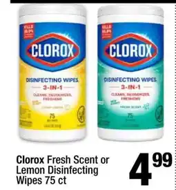 Super King Markets Clorox Fresh Scent or Lemon Disinfecting Wipes 75 ct offer