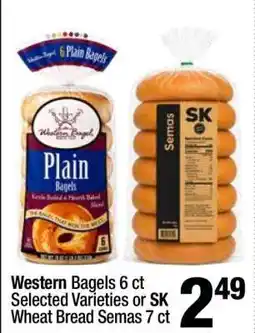 Super King Markets Western Bagels 6 ct Selected Varieties or SK Wheat Bread Semas 7 ct offer