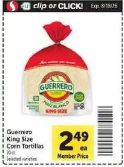 Safeway Guerrero King Size Corn Tortillas offer