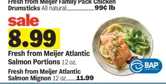 Fresh from Meijer Atlantic Salmon Portions