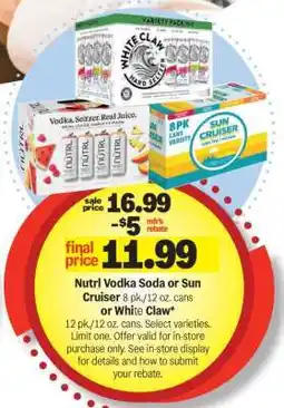 Meijer Nutrl Vodka Soda or Sun Cruiser or White Claw offer