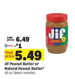 Meijer Jif Peanut Butter or Natural Peanut Butter offer